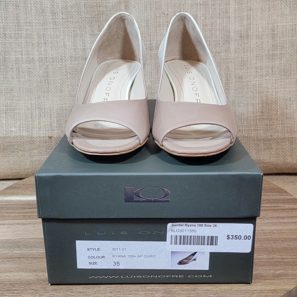 Luis Onofre Ryana Heels‎ Beige Patent Leather Womens Euro Size 35 US 5.5 Shoes